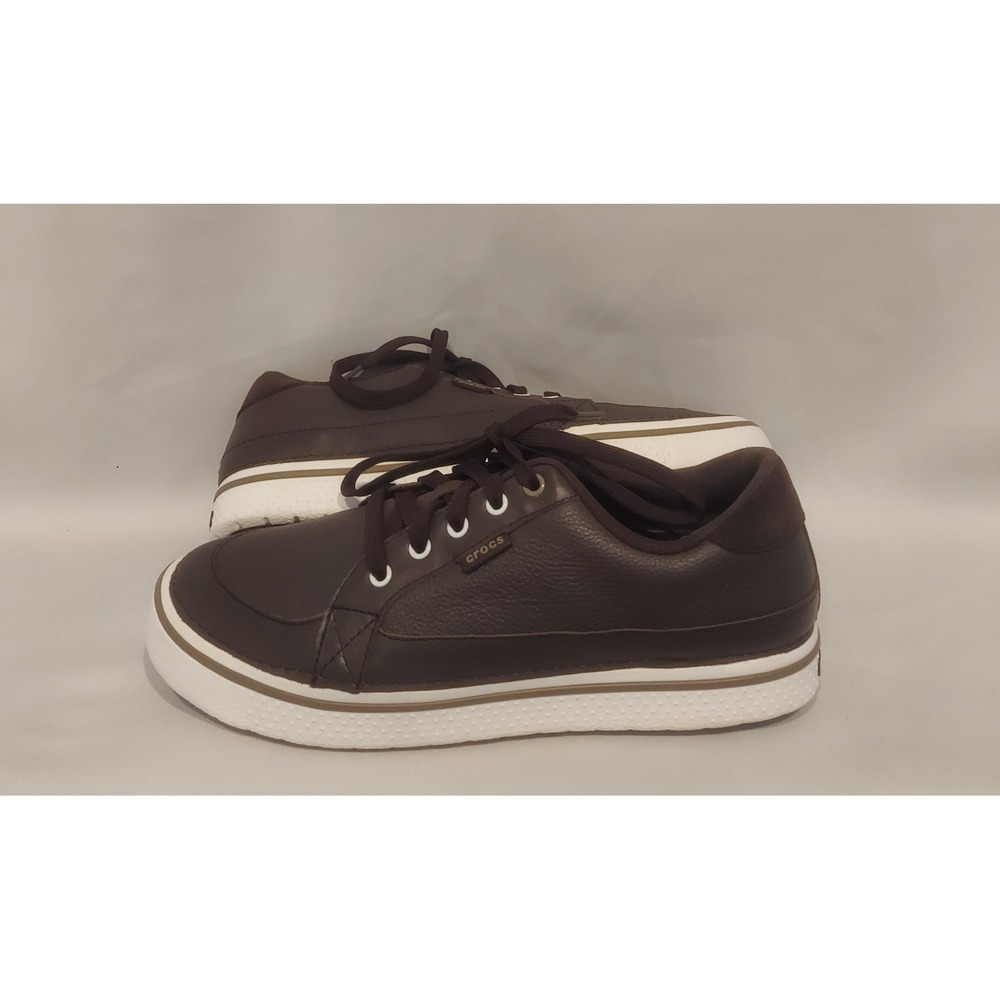 Crocs Golf Hank Haney Mens Brown Leather Bradyn Spikeless Golf Shoes Size 12 EUC